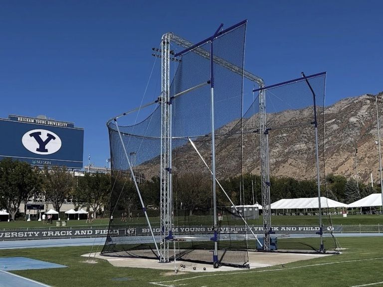 BYU track and field hammer and discus throws cage 